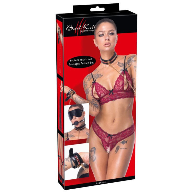 KIT BONDAGE 6 PEZZI NERO ELEGANTE CON DETTAGLI ORO E...