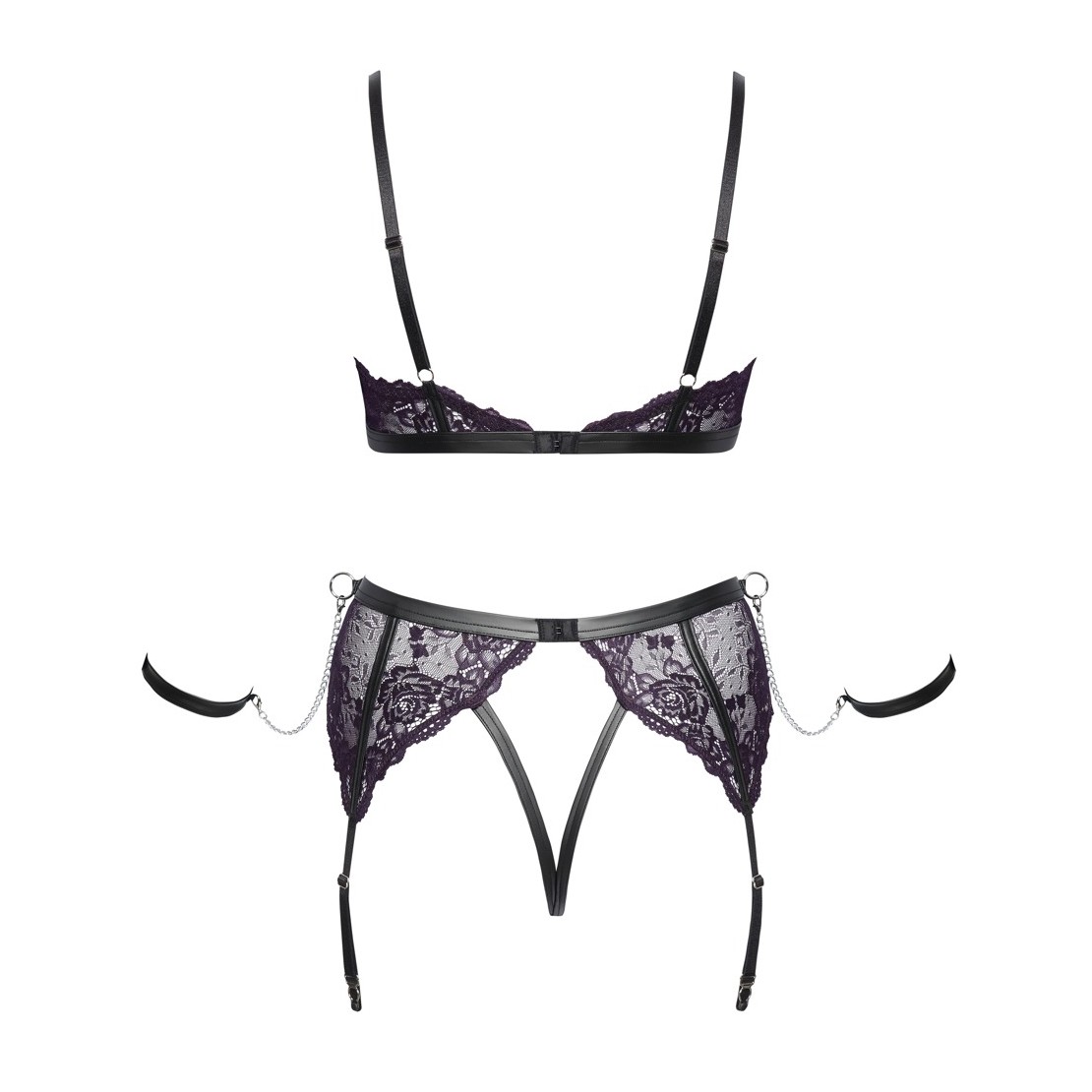 COMPLETO INTIMO SEXY IN PIZZO VIOLA CON...