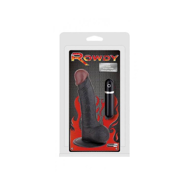 VIBRATORE NERO CON VENTOSA 19 CM ROWDY 2