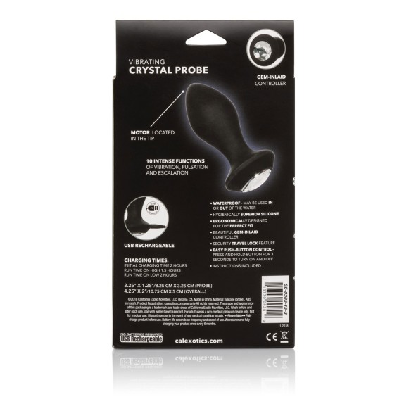 PLUG ANALE VIBRANTE CON GIOIELLO SEX TOY IN SILICONE CRYSTAL PROBE VARIE MISURE