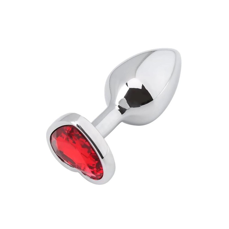 PLUG ANALE IN METALLO CON GIOIELLO A CUORE ROSSO VARIE...