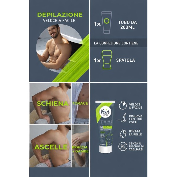 CREMA DEPILATORIA PER UOMO VEET MEN TOTAL PRO LUNGA DURATA