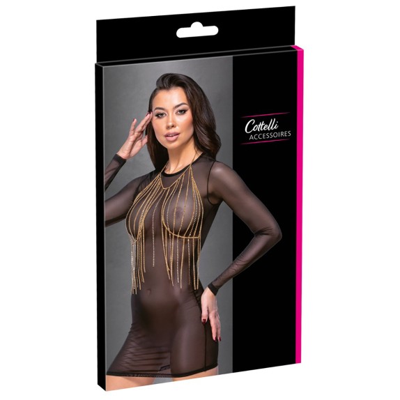 TOP A CATENA DORATA PER IL CORPO CON CASCATA DI STRASS GIOIELLO