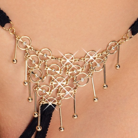 PERIZOMA GIOIELLO APERTO SEXY PER DONNA CON PENDENTI E STRASS