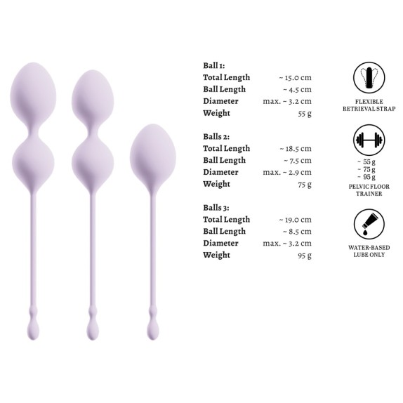 SET DI 3 PALLINE VAGINALI CON PESI E MISURE DIFFERENTI PER ALLENAMENTO DEL PAVIMENTO PELVICO ELORIN