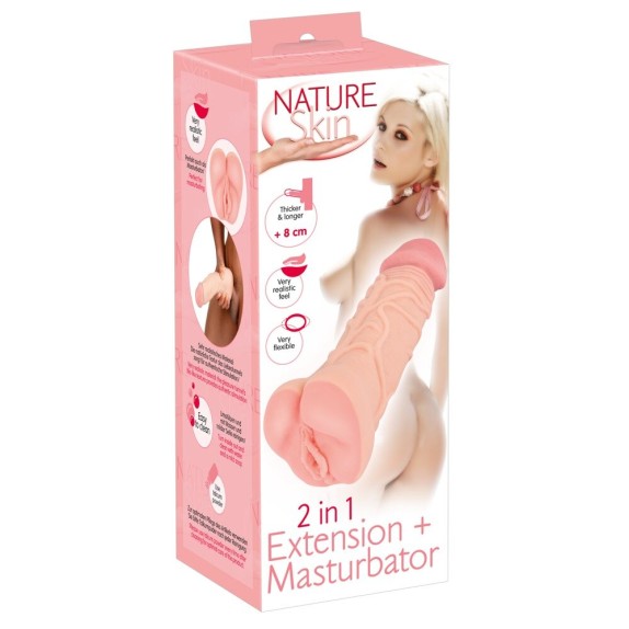 MASTURBATORE E PROLUNGA PER IL PENE CON BASE A VAGINA NATURE SKIN
