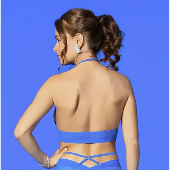 TOP IN TULLE BLU ELASTICIZZATO CON COLLO HALTER CATANZARO