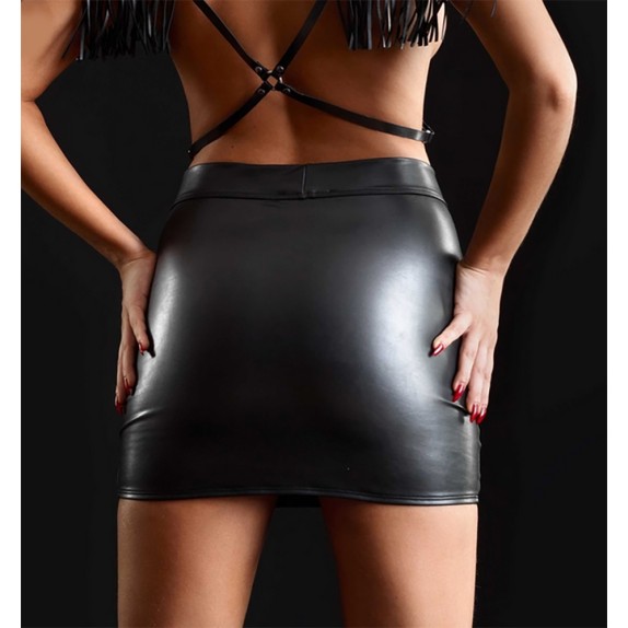 MINI GONNA SEXY PER DONNA IN ECOPELLE NERA DI QUALITÀ CATANZARO