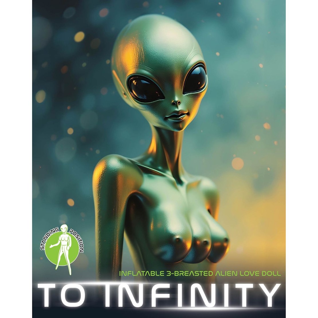 ALIEN BAMBOLA GONFIABILE SEXY VERDE CON 3 SENI...