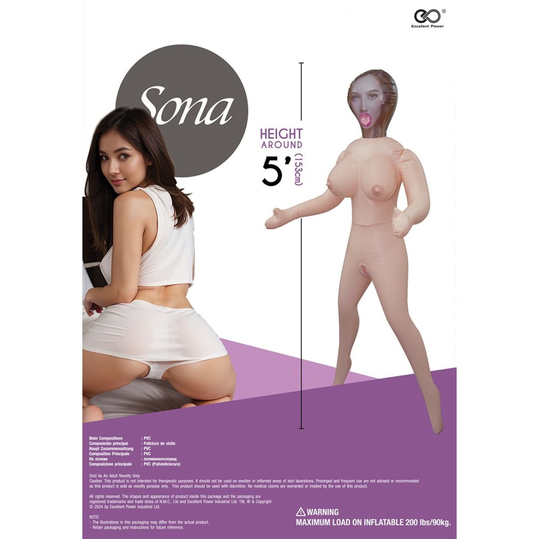 BAMBOLA GONFIABILE SEXY SONA HUSSY 3 FORI CON...