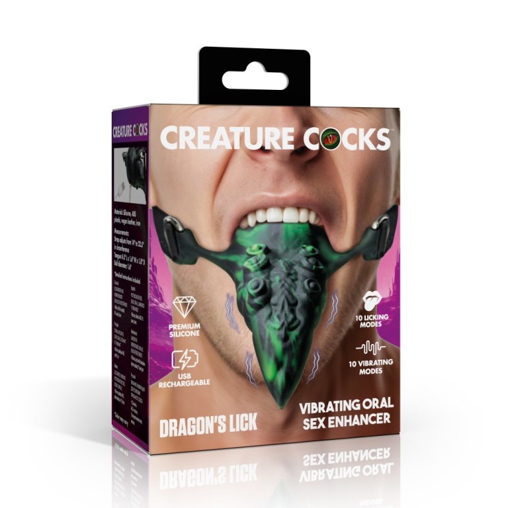 LINGUA VIBRANTE DI DRAGO IN SILICONE CHE LECCA GAG CON... 2