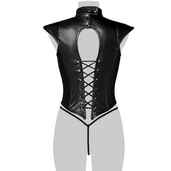 copy of CORSETTO SEXY MEZZA MANICA E COLLETTO IN ECOPELLE INTRECCIATO