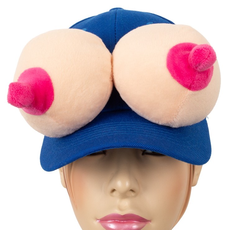 CAPPELLO CON FRONTINO RIGIDO BLU E CON SENO IN PELUCHES... 2