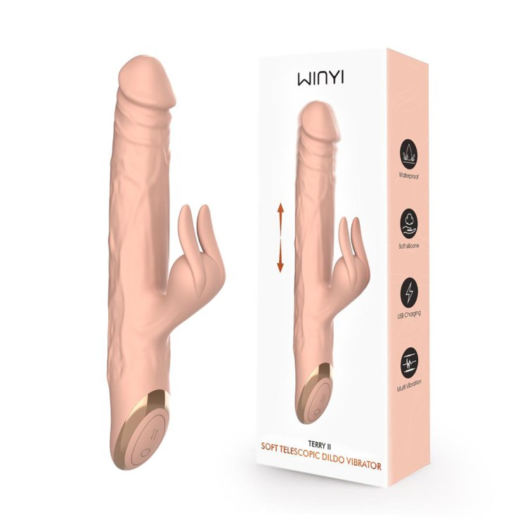 VIBRATORE REALISTICO RABBIT CON STIMOLATORE PER CLITORIDE...