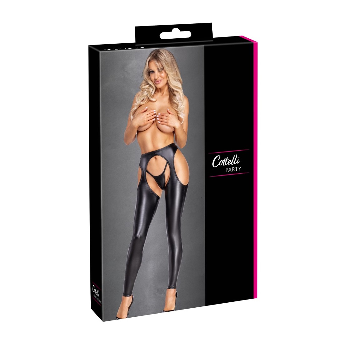 COLLANT APERTI IN SPANDEX NERO LUCIDO CON...