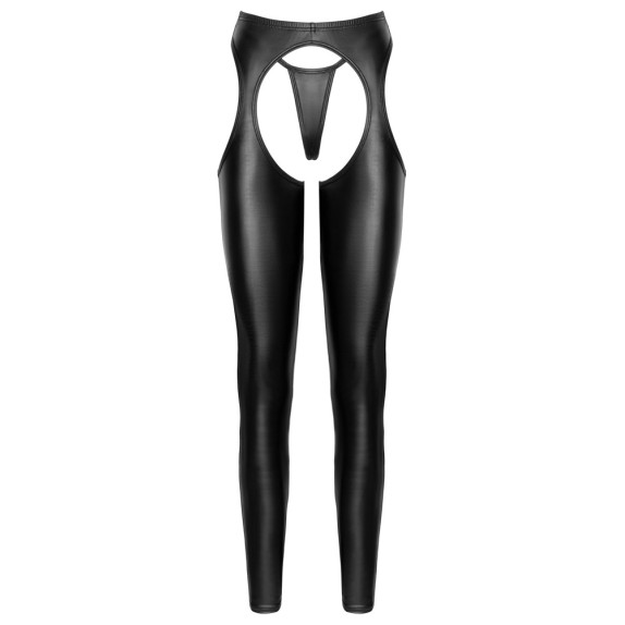 COLLANT APERTI IN SPANDEX NERO LUCIDO CON PERIZOMA A FILETTO
