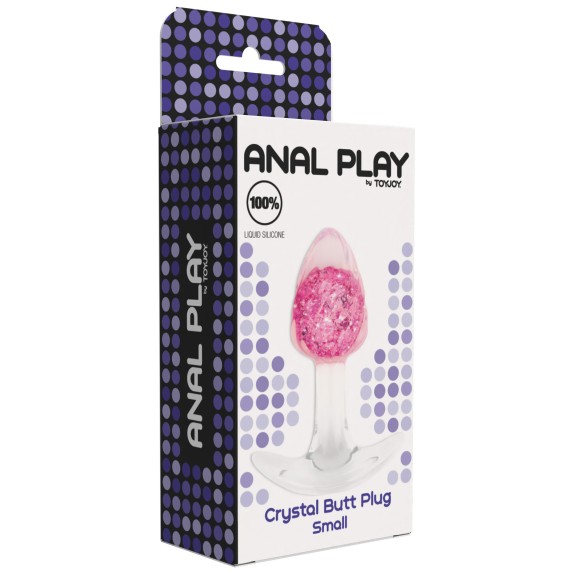 TAPPO ANALE PICCOLO 8,5 CM CON SFERA DI CRISTALLO FUCSIA ALL'INTERNO CRYSTAL BALL