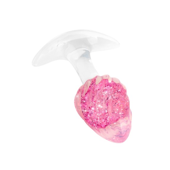 TAPPO ANALE PICCOLO 8,5 CM CON SFERA DI CRISTALLO FUCSIA ALL'INTERNO CRYSTAL BALL