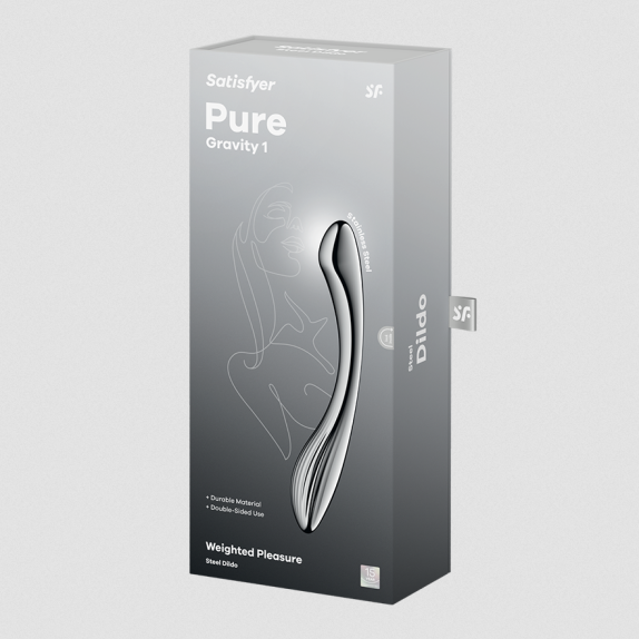 DILDO DOPPIO IN ACCIAIO INOX SUPER IGIENICO PER GIOCHI DI TEMPERATURA PURE GRAVITY 1 SATISFYER