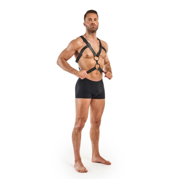 HARNESS PER UOMO IN SIMILPELLE REGOLABILE CON O-RING METALLICI ROCCO