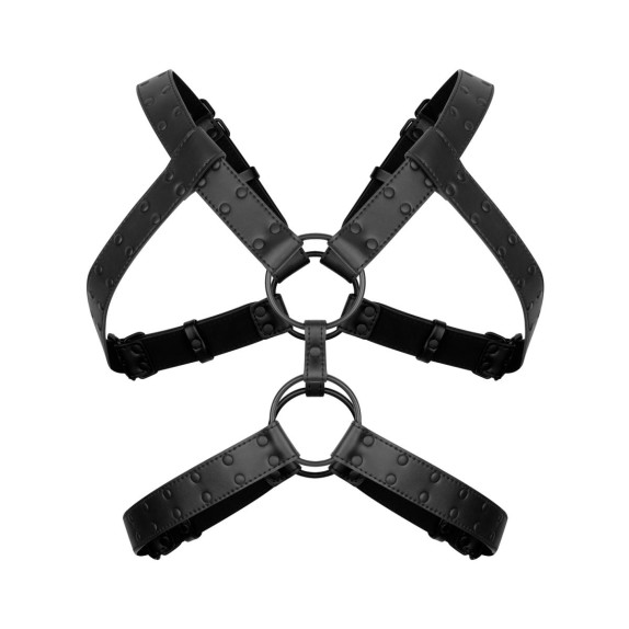 HARNESS PER UOMO IN SIMILPELLE REGOLABILE CON O-RING METALLICI ROCCO