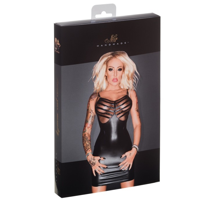 MINI ABITO SEXY PER DONNA IN SPANDEX OPACO F078 NOIR