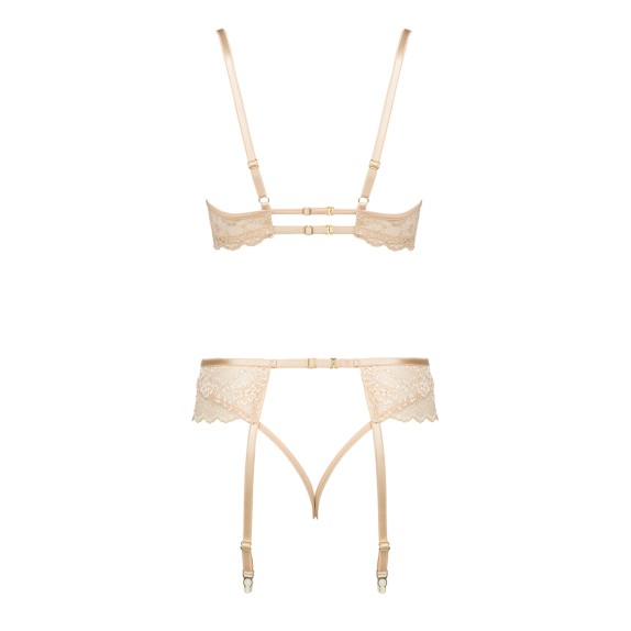 COMPLETO 3 PEZZI INTIMO SEXY DA DONNA ROSE SET NUDE BEAUTY NIGHT