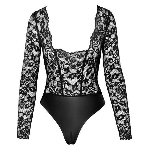 BODY SEXY PER DONNA MANICA LUNGA CON EFFETTO SLIP IN SPANDEX E CERNIERA NOIR