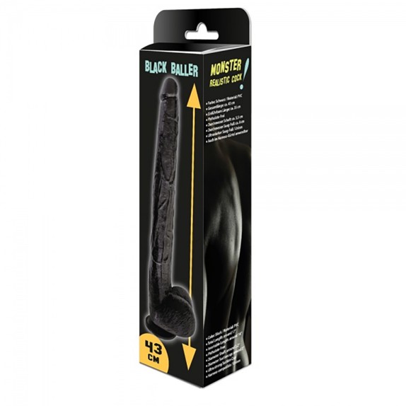 DILDO REALE  LUNGO E GROSSO NERO CON VENTOSA 43 CM BLACK BALLER
