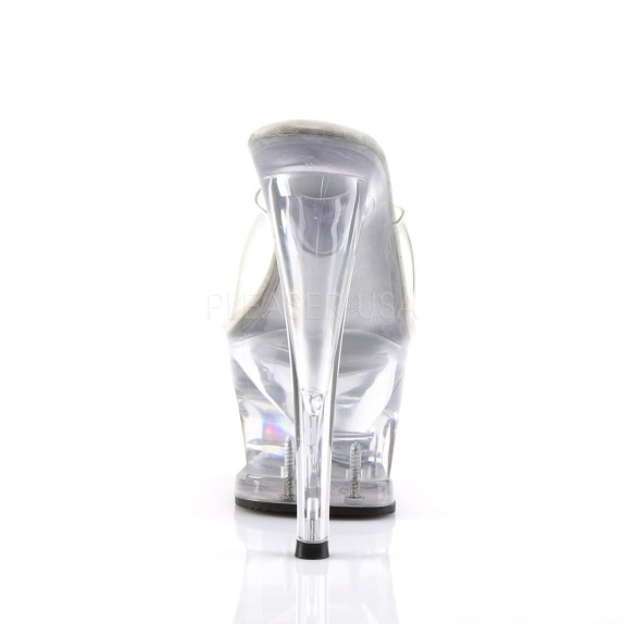 SANDALI SEXY CON PLATEAU FORATO E DESIGN TRASPARENTE TACCO 17-18 CM