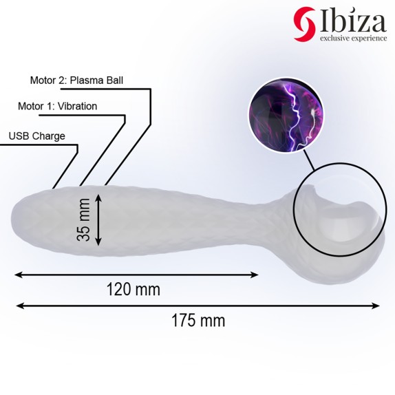 VIBRATORE DOPPIO CON SFERA AL PLASMA CHE SI RISCALDA IBIZA