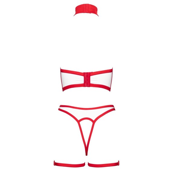 COSTUME INFERMIERA 2 PEZZI STILE HARNESS CON SENO E PERIZOMA APERTI COTTELLI
