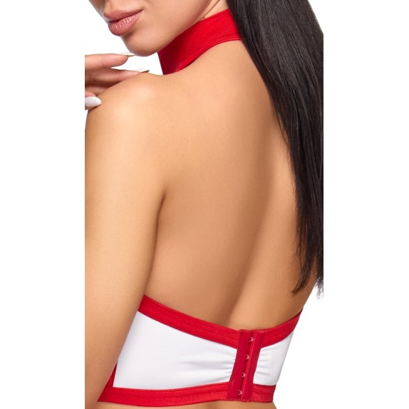 COSTUME INFERMIERA 2 PEZZI STILE HARNESS CON SENO E PERIZOMA APERTI COTTELLI