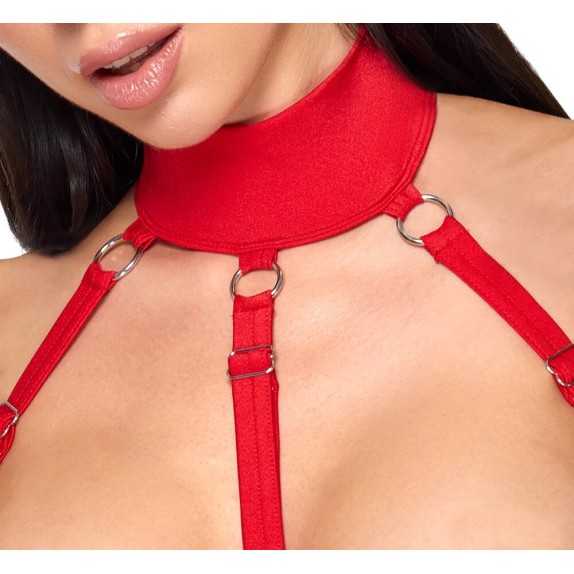 COSTUME INFERMIERA 2 PEZZI STILE HARNESS CON SENO E PERIZOMA APERTI COTTELLI
