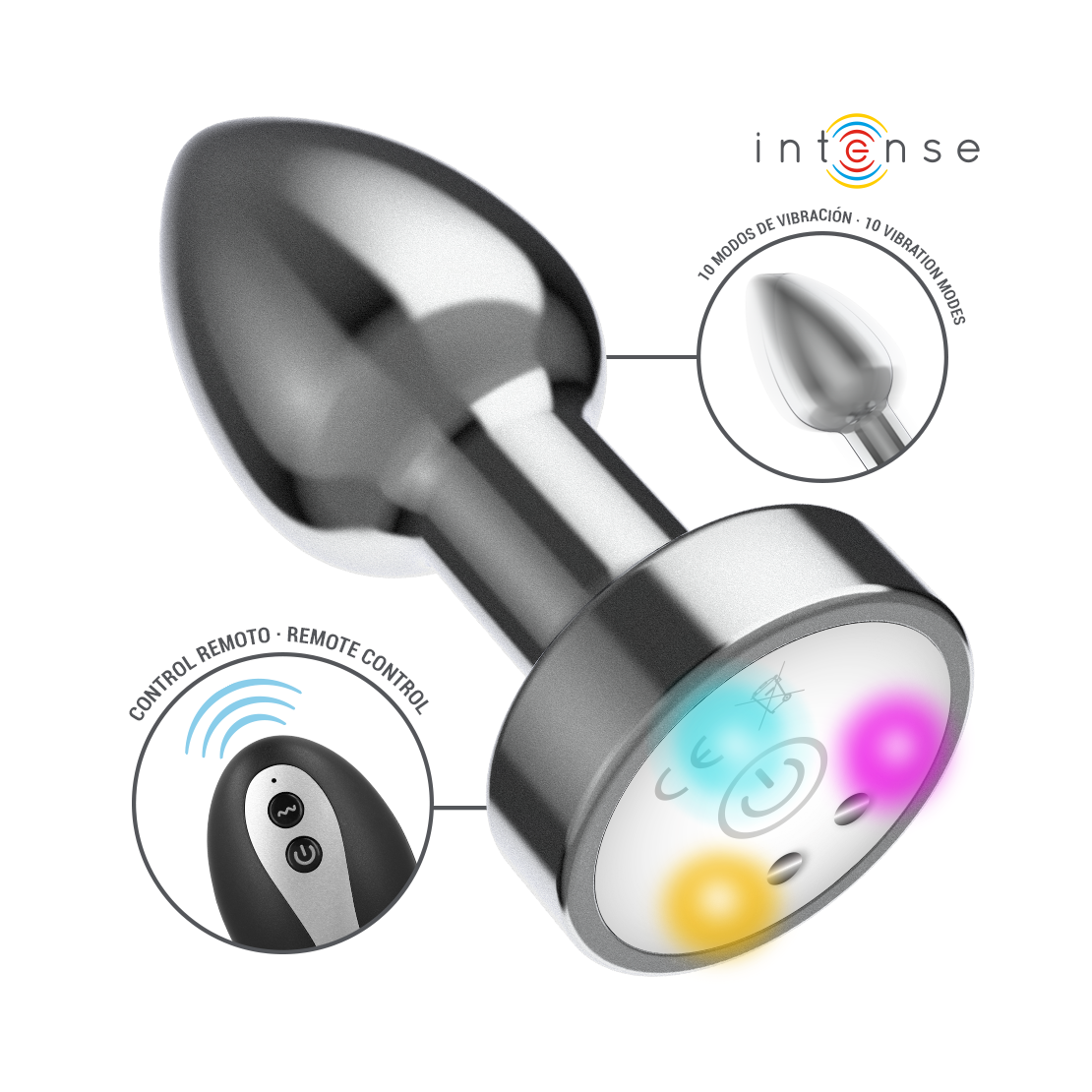 PLUG ANALE VIBRANTE IN METALLO CON LUCI LED E...