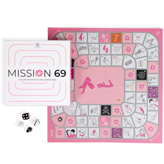 GIOCO EROTICO DA TAVOLO PER COPPIE CON DADI, PEDINE E SFIDE PICCANTI MISSION 69