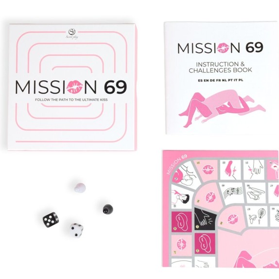 GIOCO EROTICO DA TAVOLO PER COPPIE CON DADI, PEDINE E SFIDE PICCANTI MISSION 69