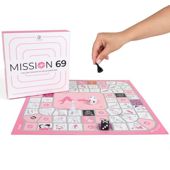 GIOCO EROTICO DA TAVOLO PER COPPIE CON DADI, PEDINE E SFIDE PICCANTI MISSION 69