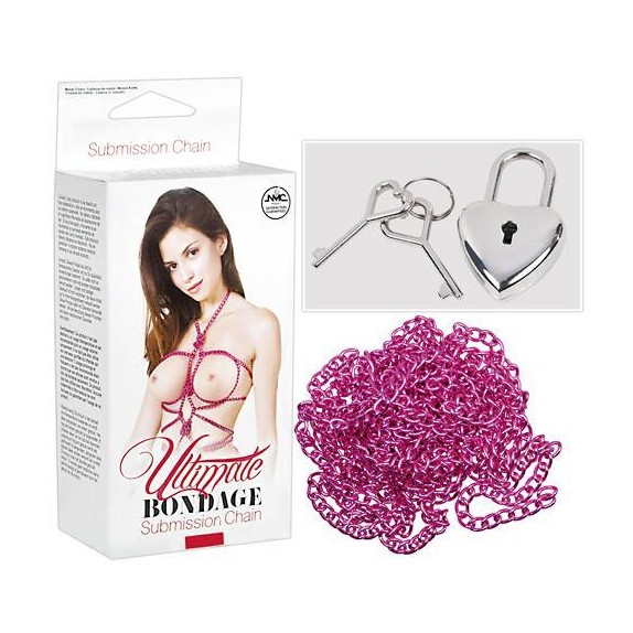 CORDA IN METALLO FUCSIA CATENA CON LUCCHETTO A CUORE ULTIMATE BONDAGE
