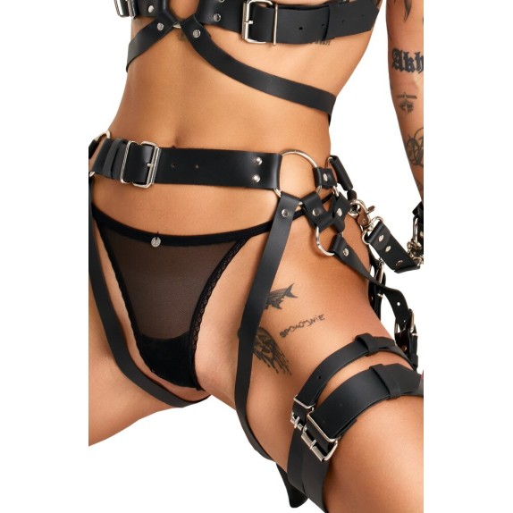 HARNESS SEXY PER DONNA IN PELLE VERA CON MANETTE ZADO