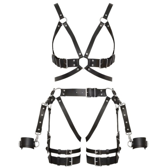 HARNESS SEXY PER DONNA IN PELLE VERA CON MANETTE ZADO