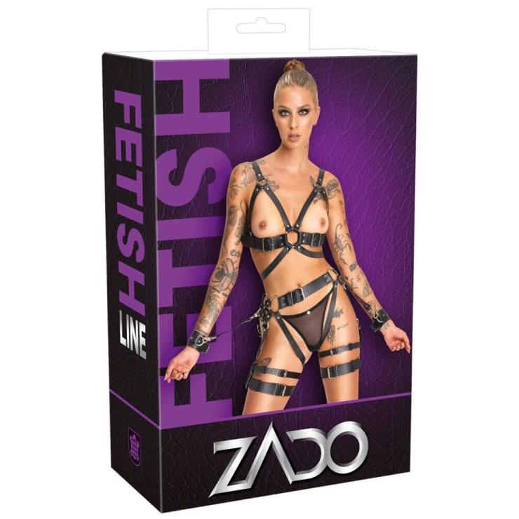 HARNESS SEXY PER DONNA IN PELLE VERA CON MANETTE ZADO