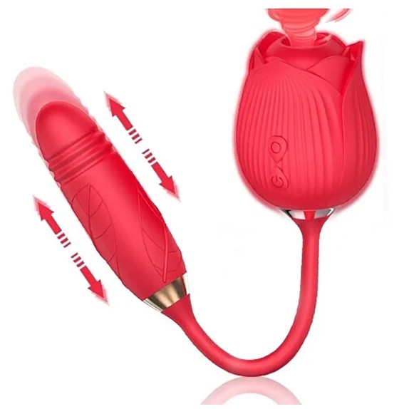 SEX TOY 2IN1 CON ROSA SUCCHIA CLITORIDE E VIBRATORE INTERNO A SPINTA