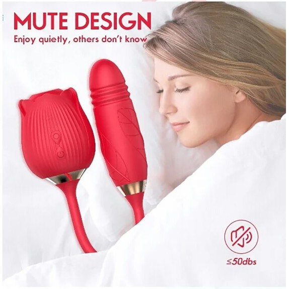 SEX TOY 2IN1 CON ROSA SUCCHIA CLITORIDE E VIBRATORE INTERNO A SPINTA