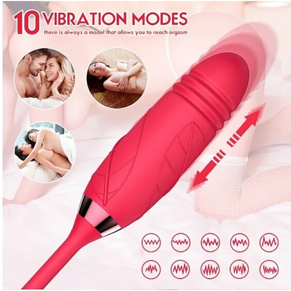 SEX TOY 2IN1 CON ROSA SUCCHIA CLITORIDE E VIBRATORE INTERNO A SPINTA
