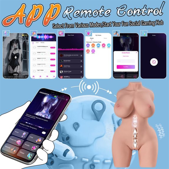 DENNEHY TORSO REALISTICO DI DONNA CHE VIBRA CON MOVIMENTO E APP