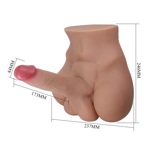 MASTURBATORE REALISTICO MEZZO BUSTO DI UOMO CON PENE FLESSIBILE E ANO PENETRABILE RHYNE