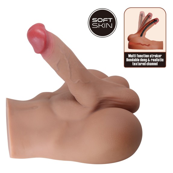 MASTURBATORE REALISTICO MEZZO BUSTO DI UOMO CON PENE FLESSIBILE E ANO PENETRABILE RHYNE