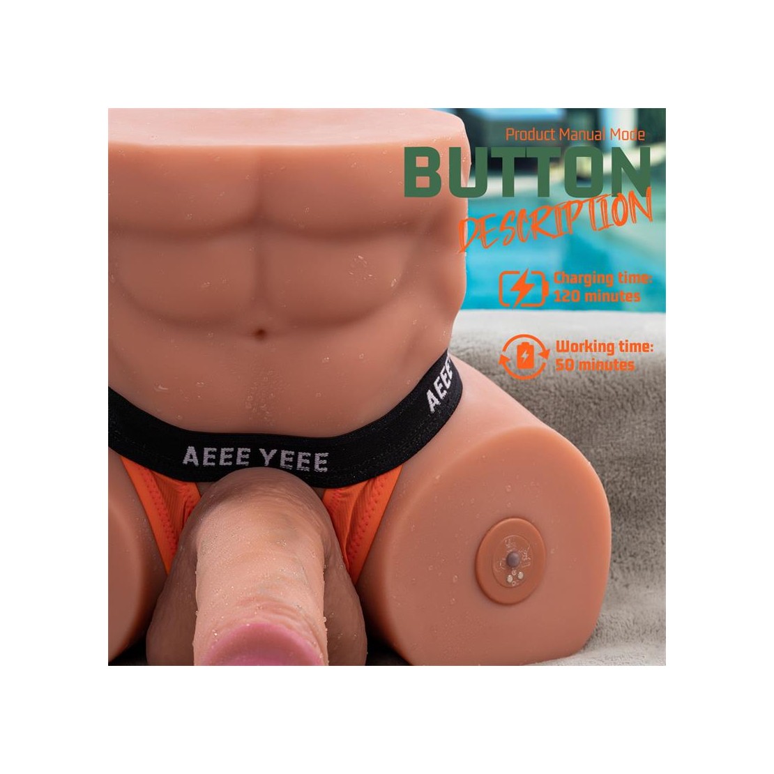 MEZZO BUSTO A FORMA DI UOMO CON FALLO VIBRANTE...