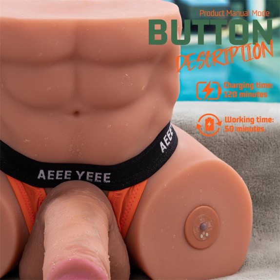 MEZZO BUSTO A FORMA DI UOMO CON FALLO VIBRANTE E MOVIMENTO E CON APP A DISTANZA GRETEL